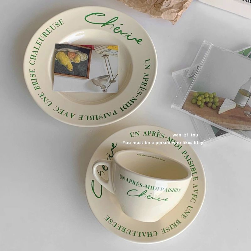 [พร้อมส่ง] ชุดจานรองแก้วกาแฟ เซรามิค สําหรับใส่อาหารเช้า ผลไม้ ขนมหวาน