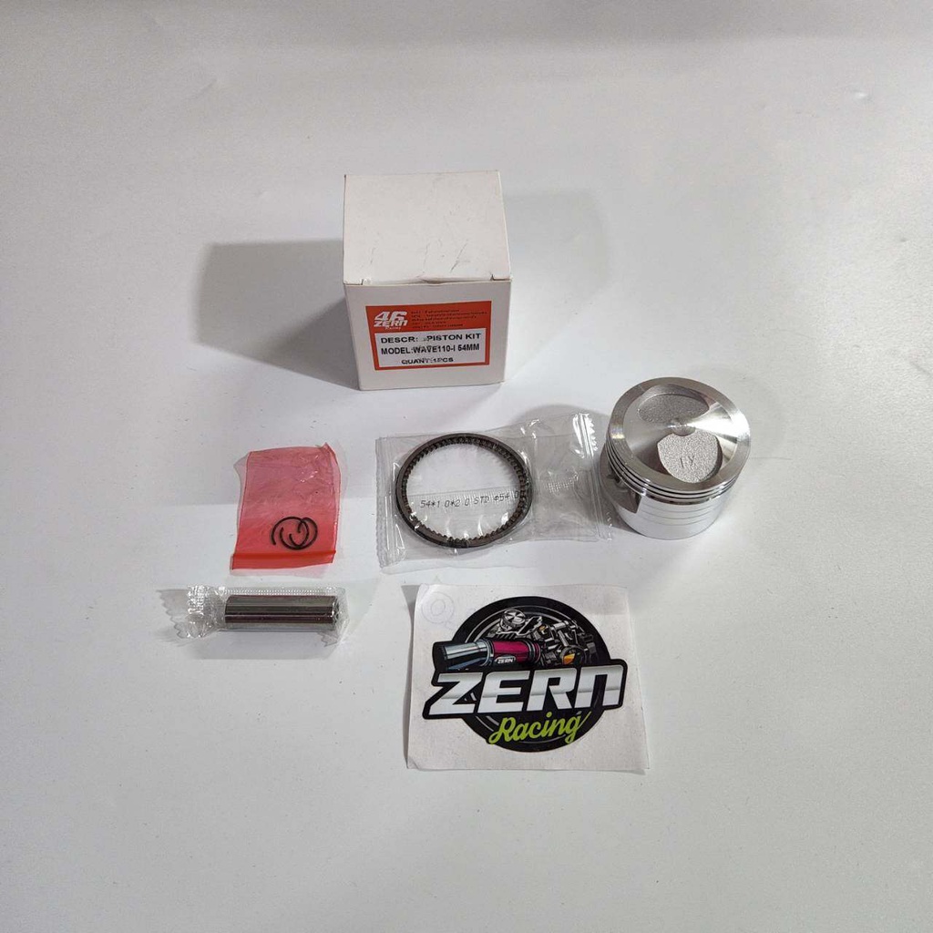 ZERN ลูกสูบ54 + แหวน + สลัก + กิ๊บ เวฟ110i 2009-2020 หัวนูน หลบวาล์วลึก + สติ๊กเกอร์ช่างเซิน **เฉพาะ