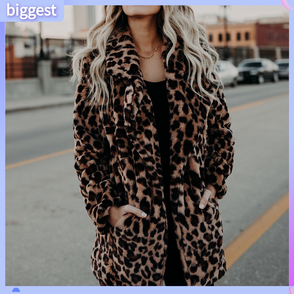 Bgt เสื้อโค้ท ผ้าขนสัตว์ แขนยาว คอปก พิมพ์ลายเสือดาว หรูหรา สําหรับผู้หญิง