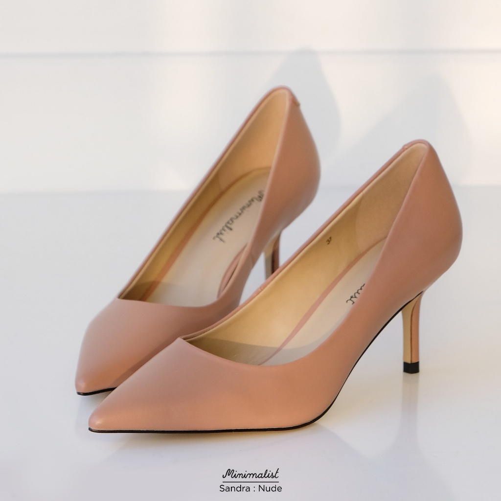 𝐌𝐈𝐍𝐈𝐌𝐀𝐋𝐈𝐒𝐓 รองเท้าส้นสูงหนังแกะ รุ่น sandra (nude) สูง 3 นิ้ว รองเท้าคัทชูสุดคลาสสิค