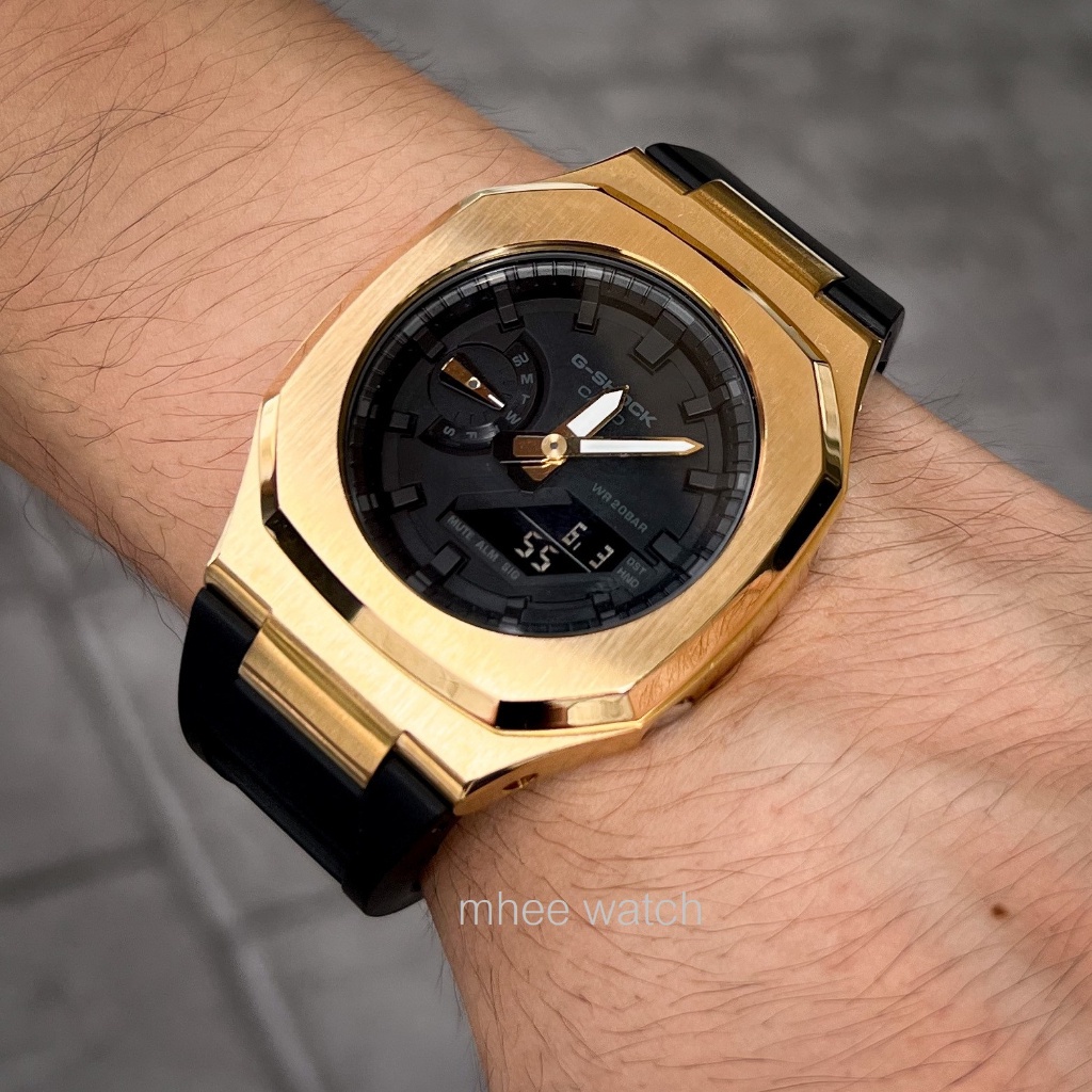 G-Shock Golden Nautilus with Gold hands and Black Rubber Strap