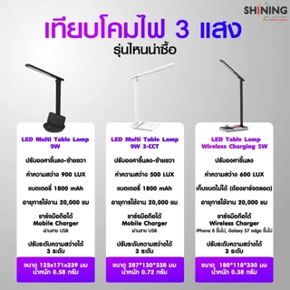 SHINING โคมไฟอ่านหนังสือ Led Multi Table Lamp 9W Led 9 วัตต์ โคมไฟตั้งโต๊ะ 3แสง หลอดไฟโตชิบา Toshiba Lighting