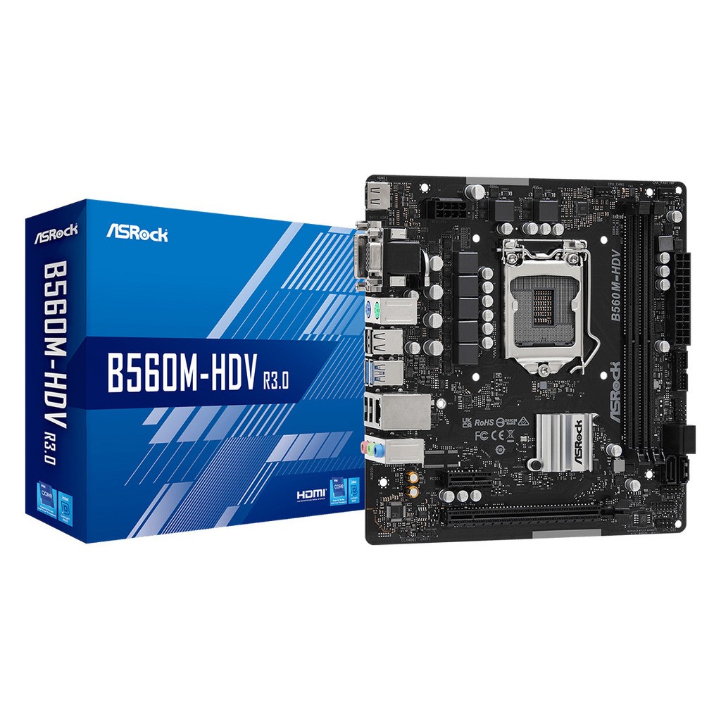 ASRock B560M-HDV R3.0 Intel DDR4 Micro ATX Motherboard - LGA 1200