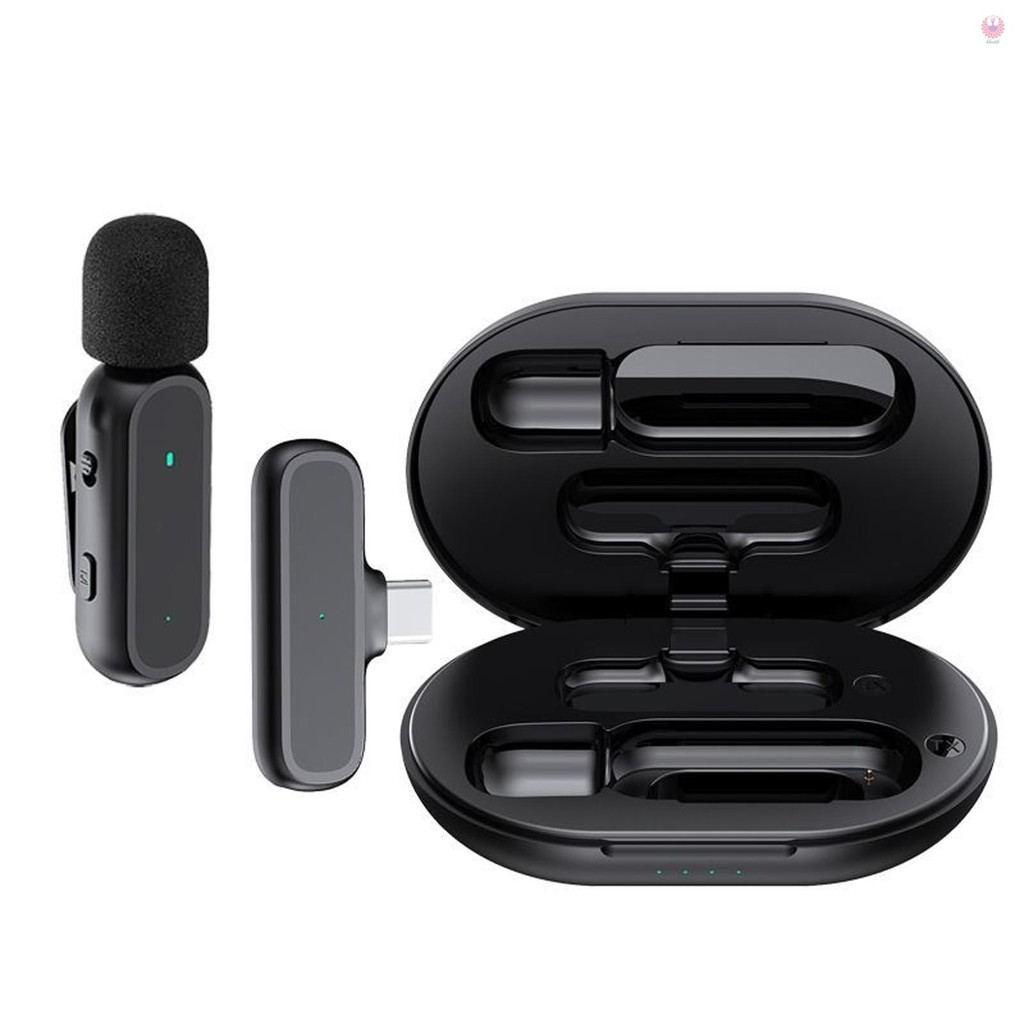 🚀[Stock Ready]Wireless Clip-on Microphone Wireless Mic Receiver and Transmitter with Charging Box for Type-C Mobile Pho