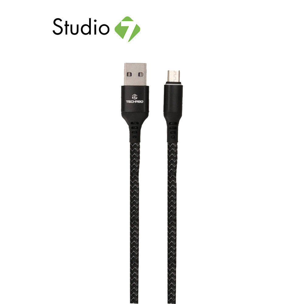 TECHPRO Micro USB Cable 3A Super Fast Charge 1M. TP-C04 - Nylon Black by Studio 7