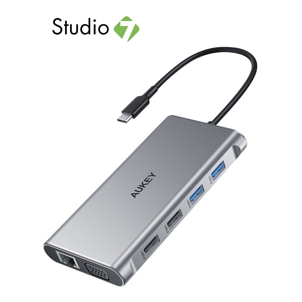 ยูเอสบีฮับ AUKEY 10-in-1 USB-C to USB-A, HDMI & VGA PD 100W (CB-C89) by Studio7