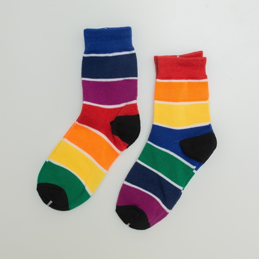 ถุงเท้า สีรุ้ง สายรุ้ง แถบสีรุ้ง ขนาด Free Size Rainbow รูปที่ 3