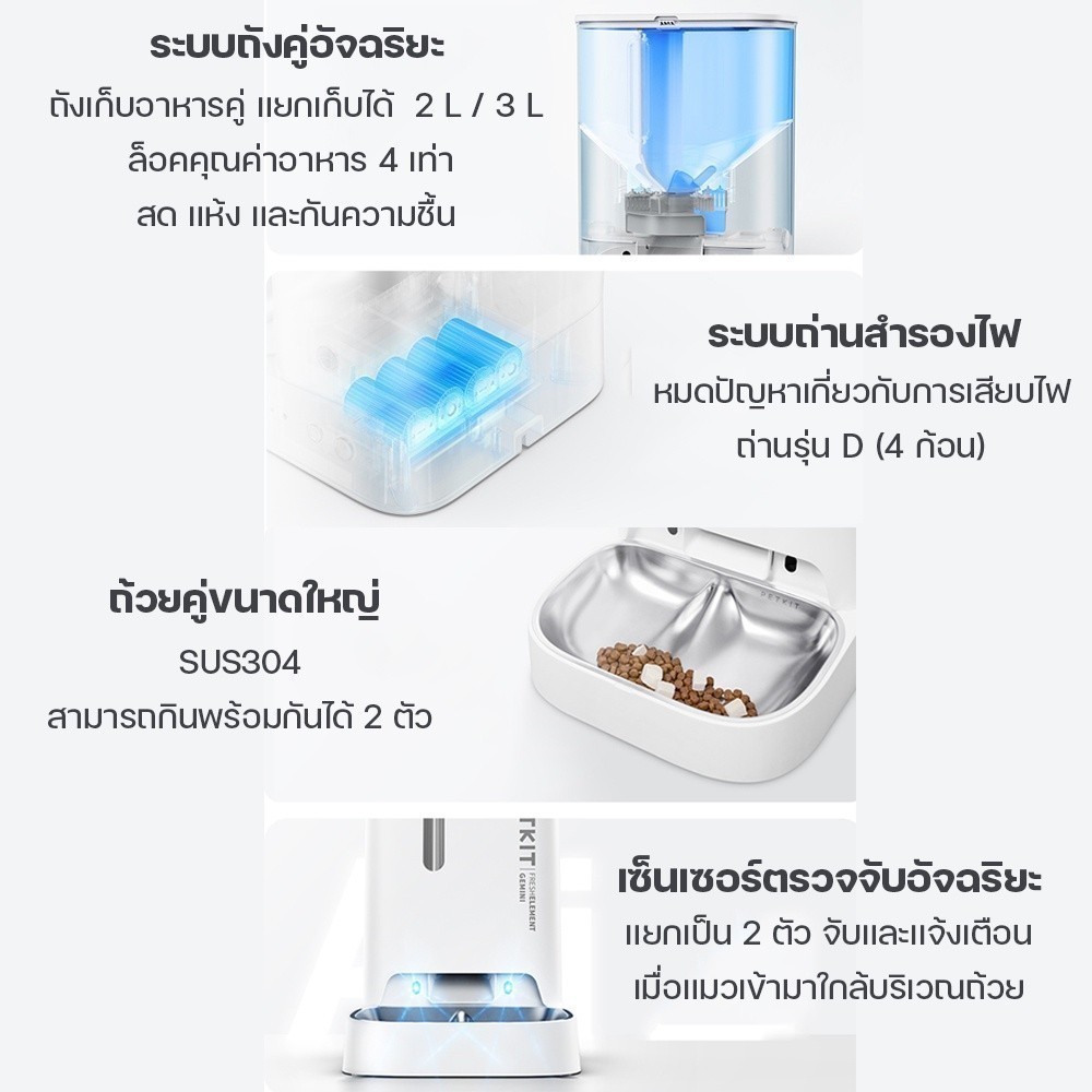 ประกัน 1 ปี PETKIT Fresh Element Germini Smart Pet Feeder เครื่องให้อาหารสัตว์เลี้ยง อัตโนมัติ ที่ให้อารหารแมว M338