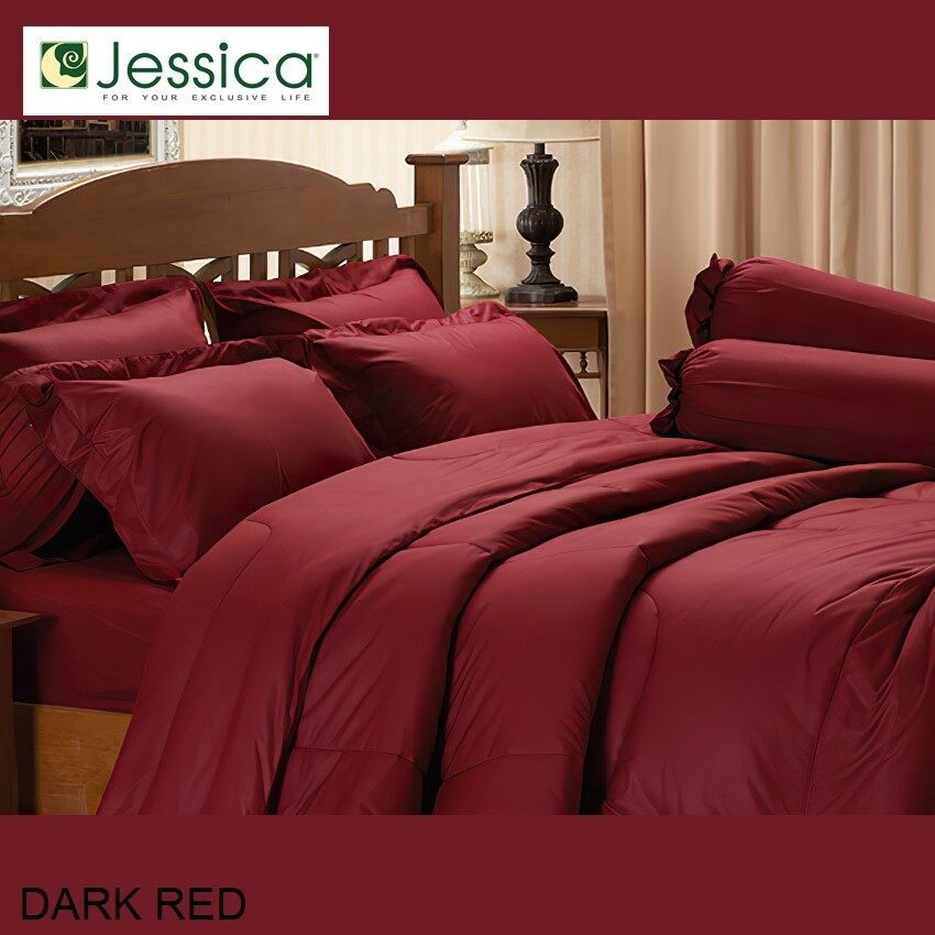 JESSICA ชุดผ้าปูที่นอน เจสสิก้า สีพื้น สีแดงเข้ม DARK RED #ผ้าปูที่นอน ผ้านวม 3.5ฟุต 5ฟุต 6ฟุต
