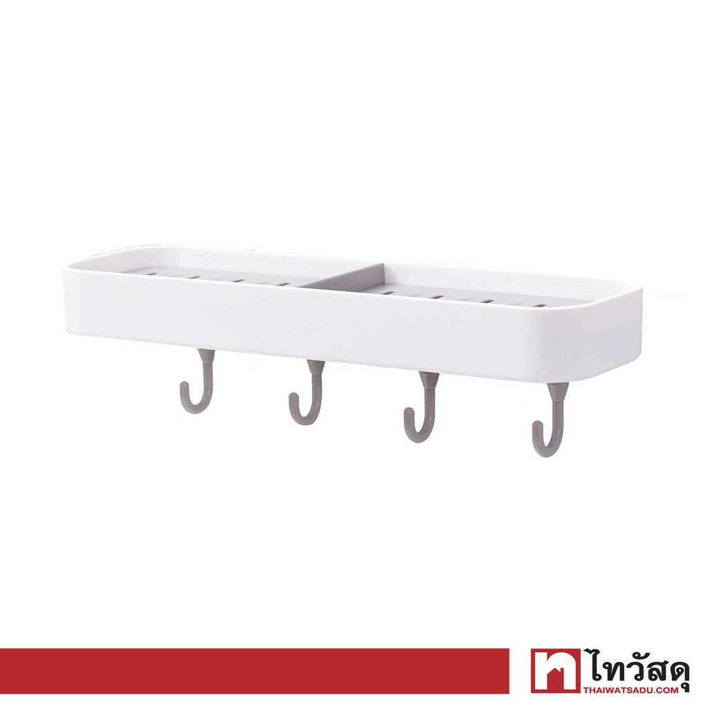 KASSA ที่วางสบู่ก้อนพร้อมขอแขวน รุ่น KS-HH-018 ขนาด 28 ซม. สีขาว