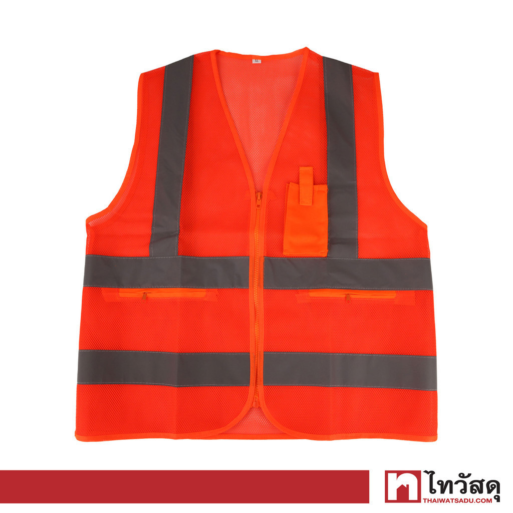 GIANT KINGKONG เสื้อกั๊กสะท้อนแสงซิปกลาง 3 กระเป๋า รุ่น HS759 ขนาด 63 x 53 ซม. สีส้ม