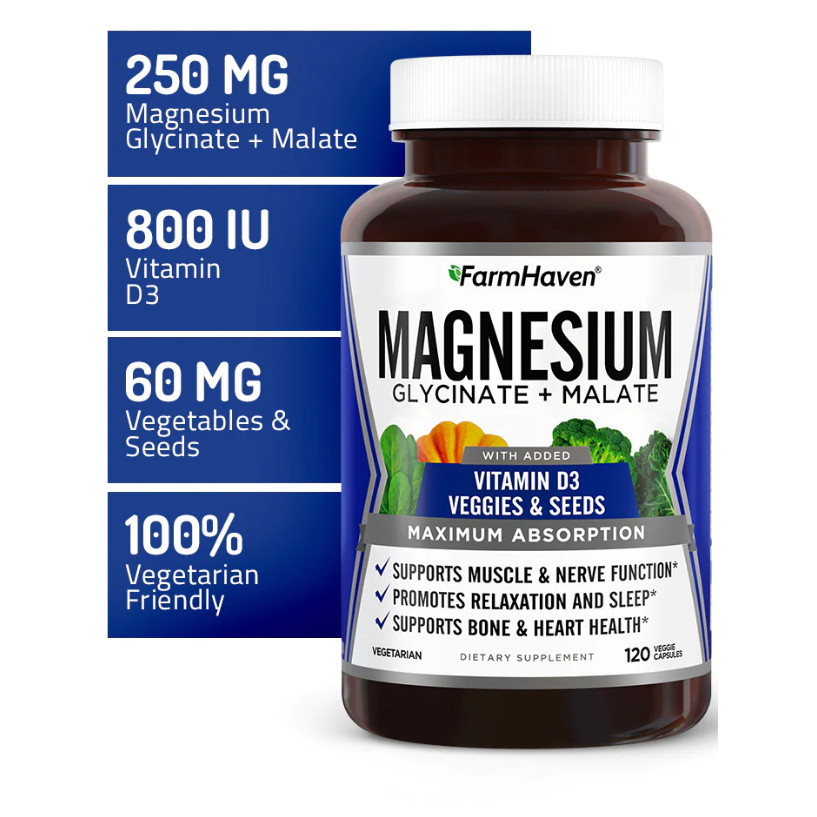 โปรดระวังของปลอม!! FarmHaven Magnesium Glycinate + Malate สูตรสมดุลสุขภาพ , 120 Capsules (Sku.2449) ราคา ถูกที่สุด ดีลบีเคเค แกลเลอรีภาพที่ 5