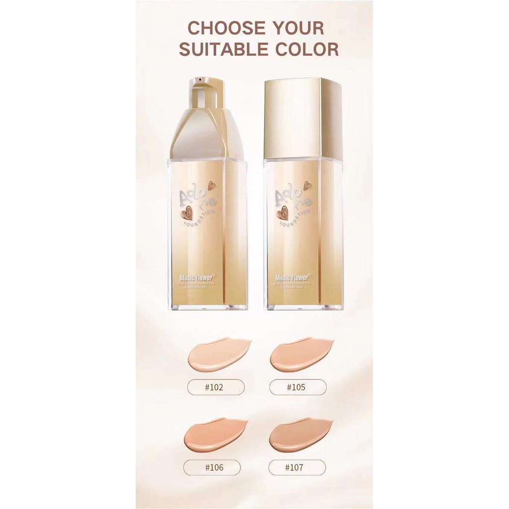 M7013 Music Flower FOUNDATION LONG LASTING OIL-CONTROL  มิวสิคฟลาวเวอร์ รองพื้นชนิดน้ำ ควบคุมความมัน กันน้ำ