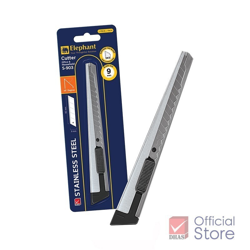 Elephant คัตเตอร์ มีดคัตเตอร์ Economy รุ่น S-903 9 มม. 45° ใบมีด SK5 จำนวน 1 อัน