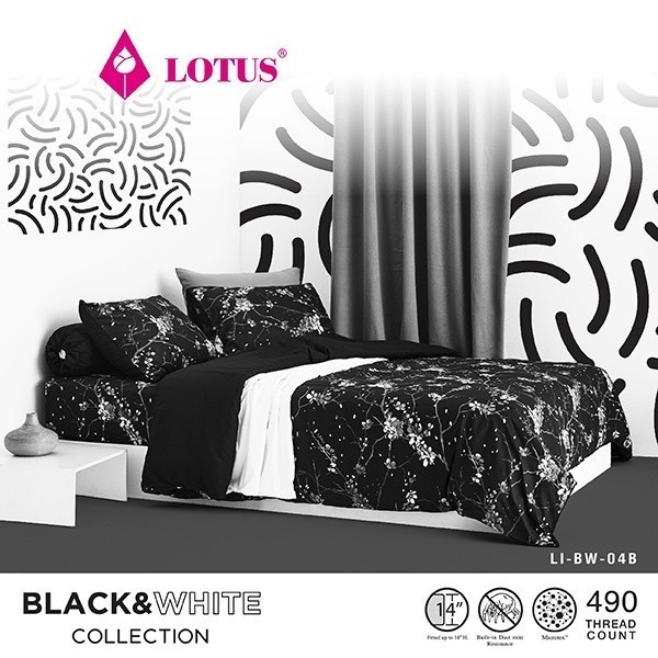LOTUS ผ้านวม (Clearance) รุ่น Black & White ความละเอียด 490 เส้นด้าย ส่งฟรี