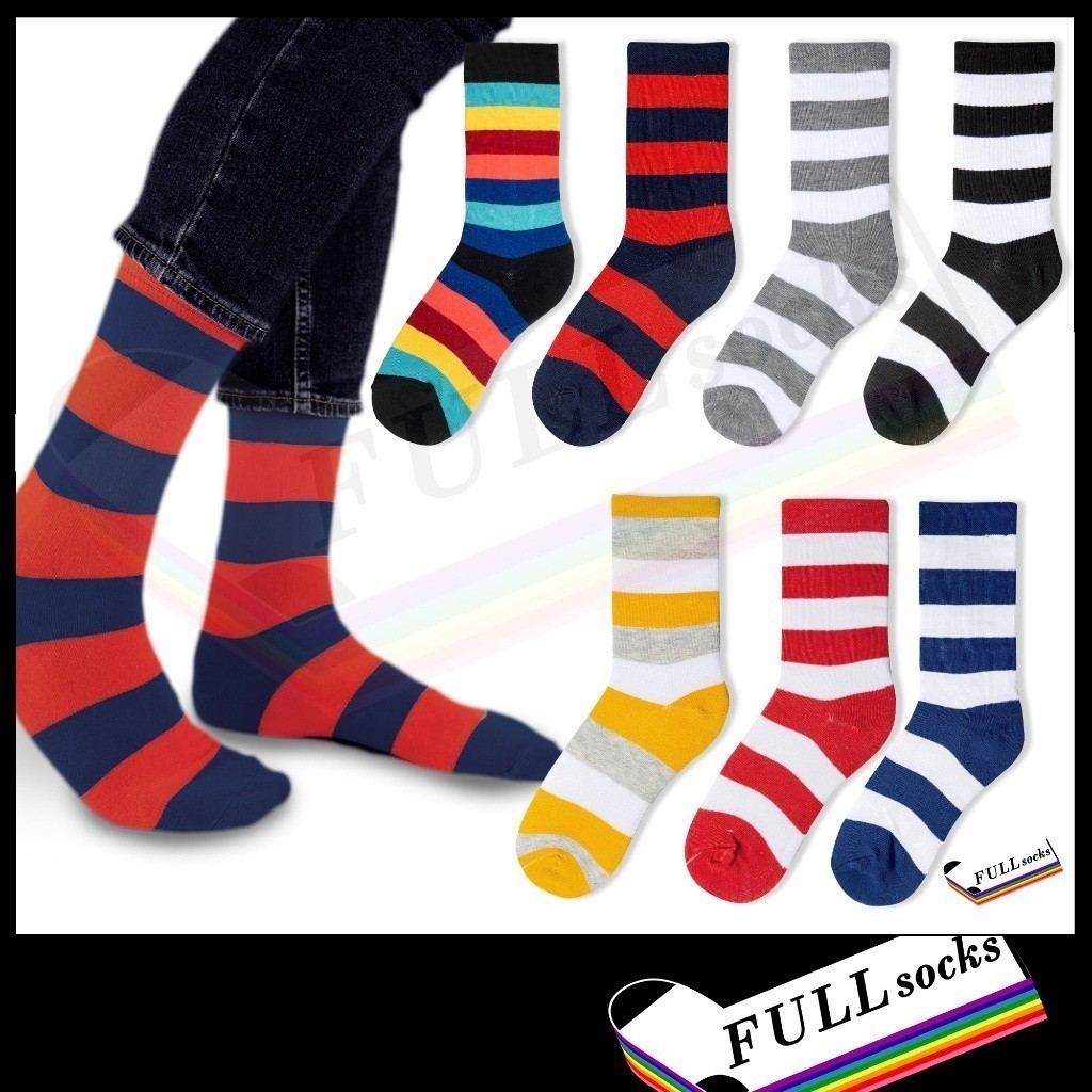 ถุงเท้า ลายทางแทบใหญ่ ลายทางม้าลาย ขนาด Free Size​ Big Stripes Socks