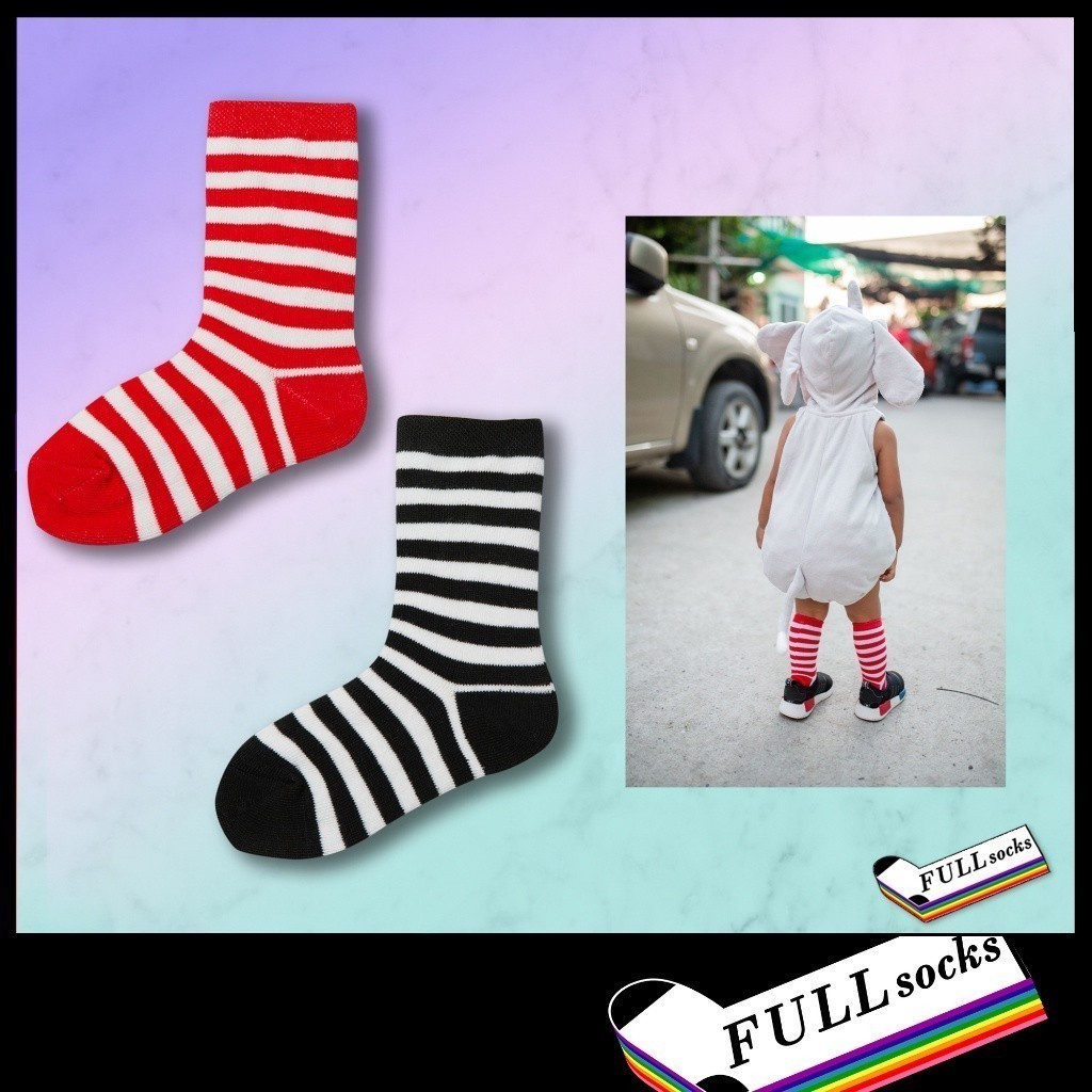 ถุงเท้าเด็ก​ ลายทาง ม้าลาย​ ไซส์ 3-6 ปี Stripes Socks