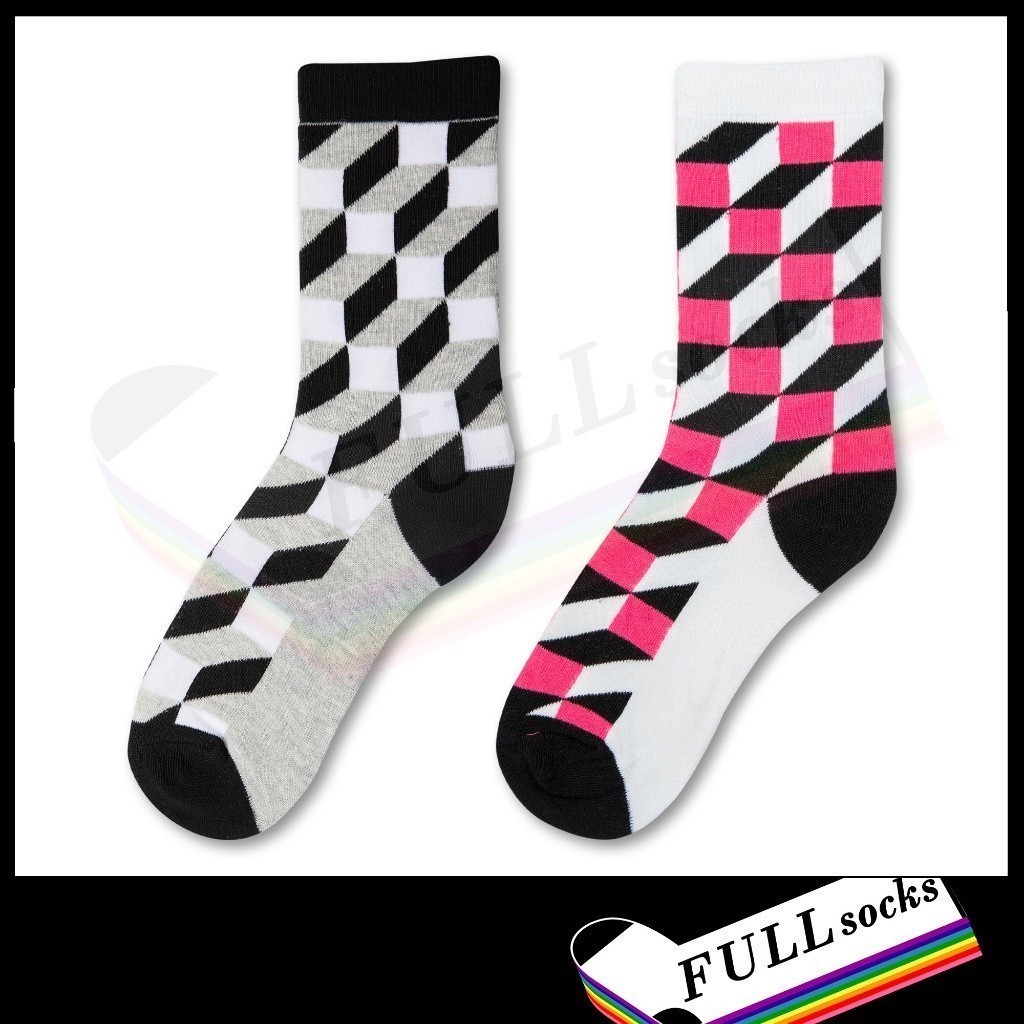 ถุงเท้าลาย 3​ มิติ​ ขนาด Free Size 3D Square Socks