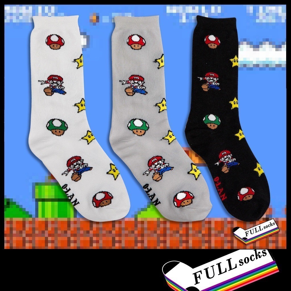 ถุงเท้าลาย มาริโอ้ เกมส์มาริโอ้ ขนาด Free Size Mario Socks
