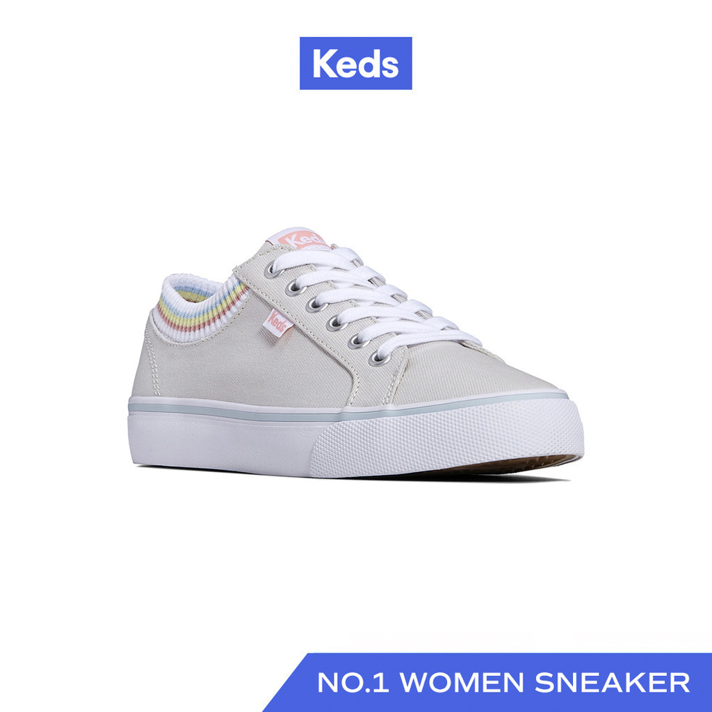 KEDS รองเท้าผ้าใบ แบบผูกเชือก รุ่น JUMP KICK RIB KNIT CANVAS COLLAR สีเทา ( WF67765 )
