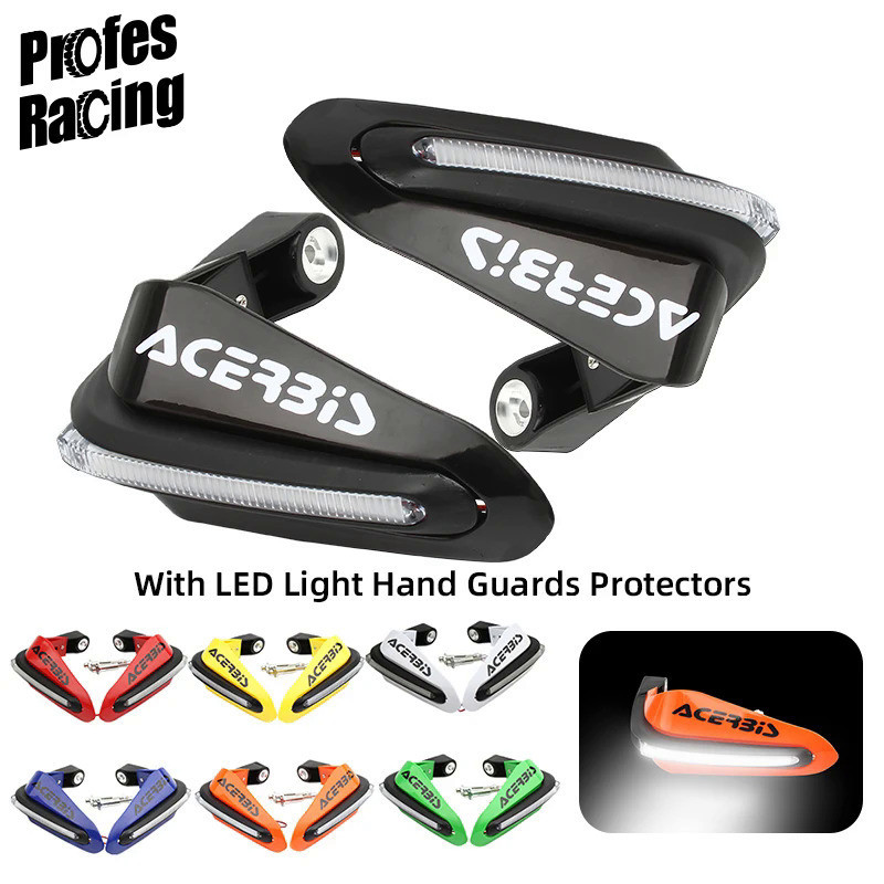 Motorcycle LED Light Handlebar Hand Guards 1 Pair LED Hand Guards Protectors for ATV Motocross Dirt Bike 22mm 28mm Handl