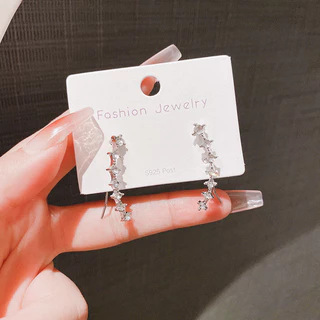 COD❤️ต่างหูเงินS925เซเว่นสตาร์ประดับเพทายสไตล์เกาหลีแฟชั่นหรูหราเครื่องประดับสำหรับผู้หญิง-a.one