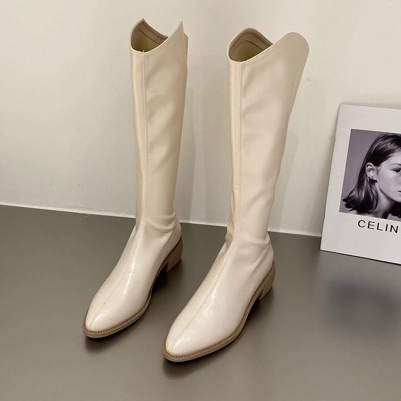 พร้อมส่ง💖รองเท้าบูทยาวผู้หญิงหัวแหลมแบบใหม่ส้นหนาแต่ไม่ใช่รองเท้าบูทยาวถึงเข่ารองเท้าบูทแบบบาง - รูปที่ 6