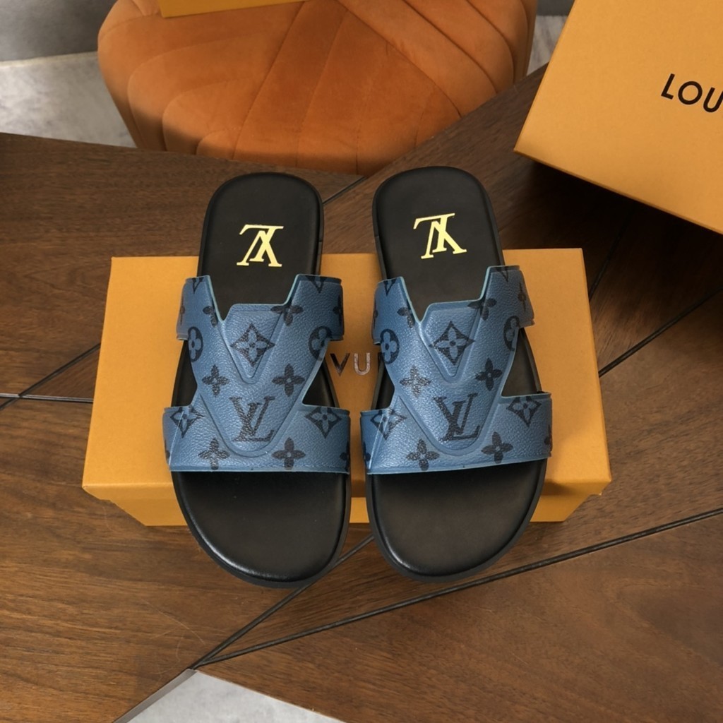 Lv Louis Vuitton Fashion Versatile Casual Loose And Comfort รองเท้าแตะ