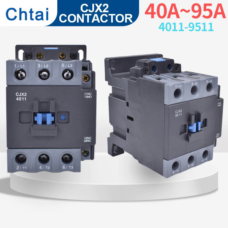 CJX2-4011 AC 220V 380V คอนแทค6511 5011 8011 9511 40A 3P 1NO และการติดตั้งราง1NC Lc1d 1ปกติปิดตามปกติ