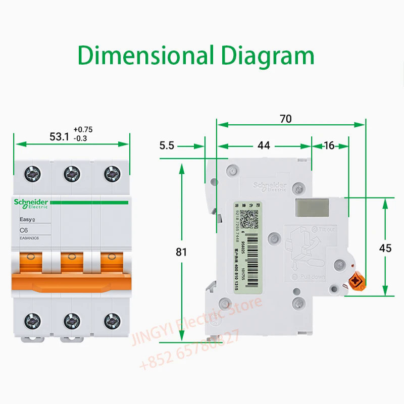 EA9AN Miniature Circuit Breaker 3P C 6A 10A 16A 20A EA9AN3C6 32A 40A 50A 63A EA9AN3C20 EA9AN3C25สวิท