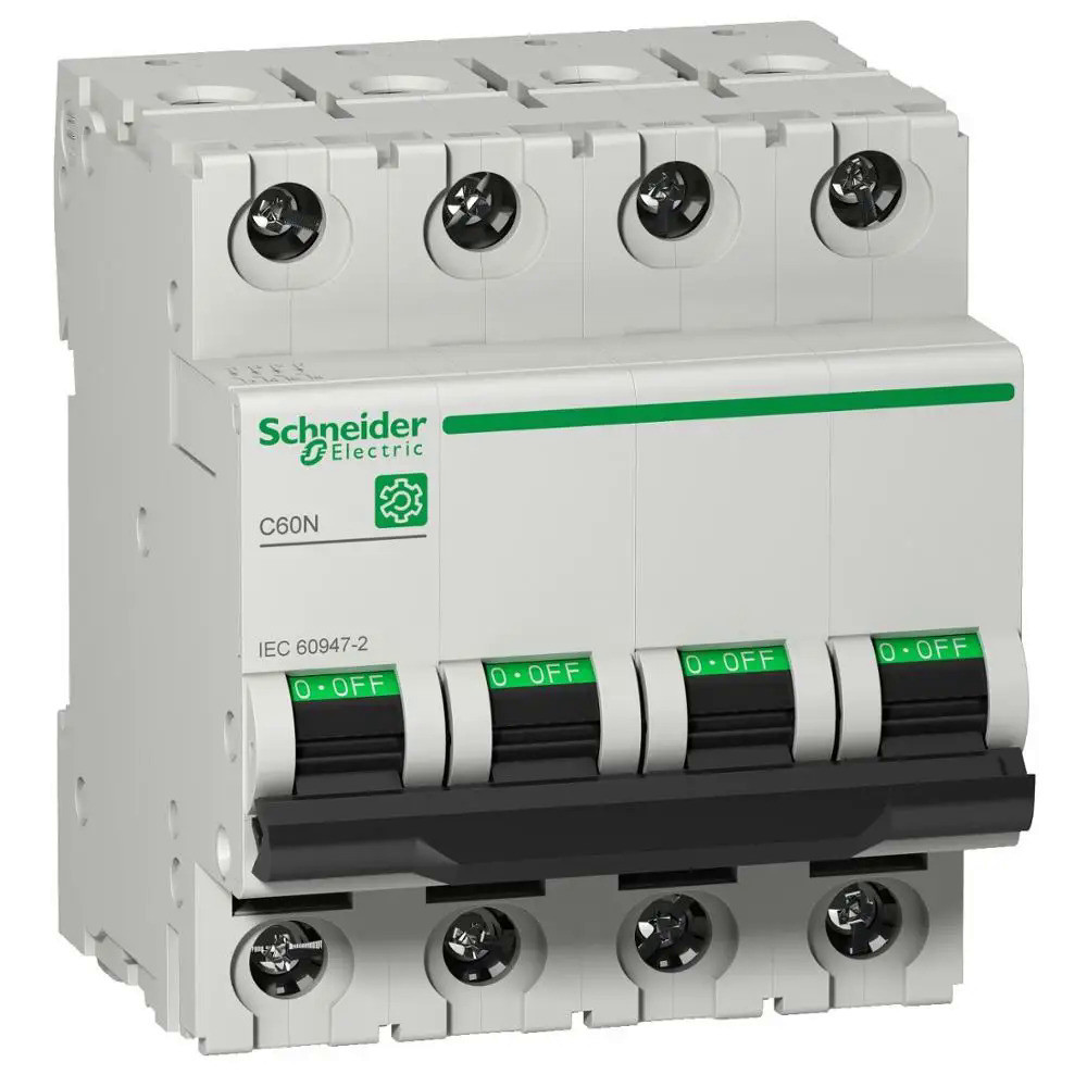 ทางออก AC DC 4P Miniature Circuit Breaker การป้องกันการกระจายพลังงาน C60N Tripping Curve B 1A 2A 3A 