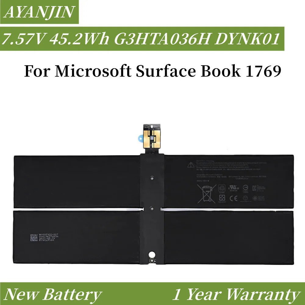 7.57V 45 .2wh/ 5970MAh DYNK01แบตเตอรี่แล็ปท็อปสำหรับ Microsoft Surface Book 1769 Series