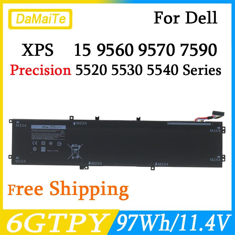6GTPY แบตเตอรี่แล็ปท็อปสำหรับ Batterij สำหรับ Dell XPS 15 9570 9560 9550 7590สำหรับ Dell Precision 5