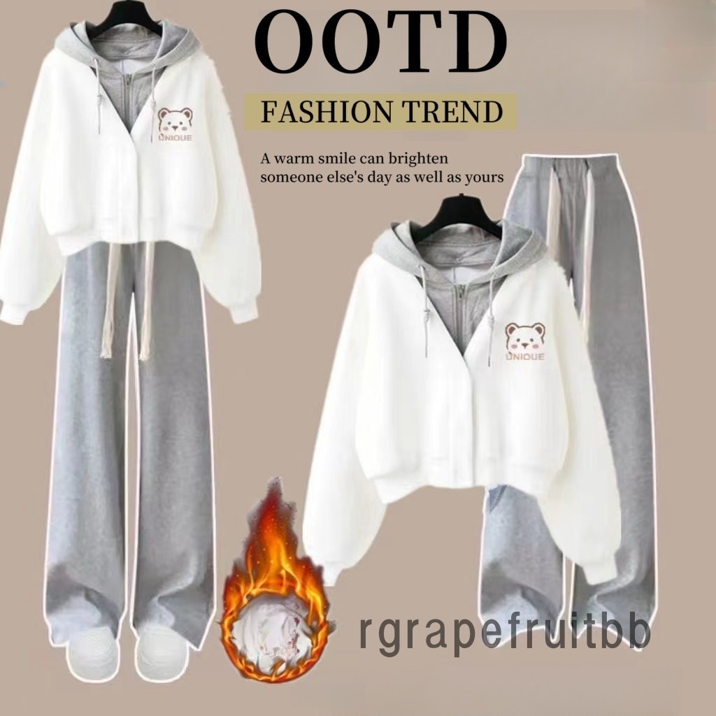 แฟนตาซี:✨ชุดเซท2ชิ้น🎀เสื้อแขนยาวมีฮู้ด+กางเกงลำลอง เทนนิส ผ้านิ่มมาก ใส่สบาย แฟชั่นสไตล์เกาหลี งานจริงสวยมาก✨(พลัสกำมะห
