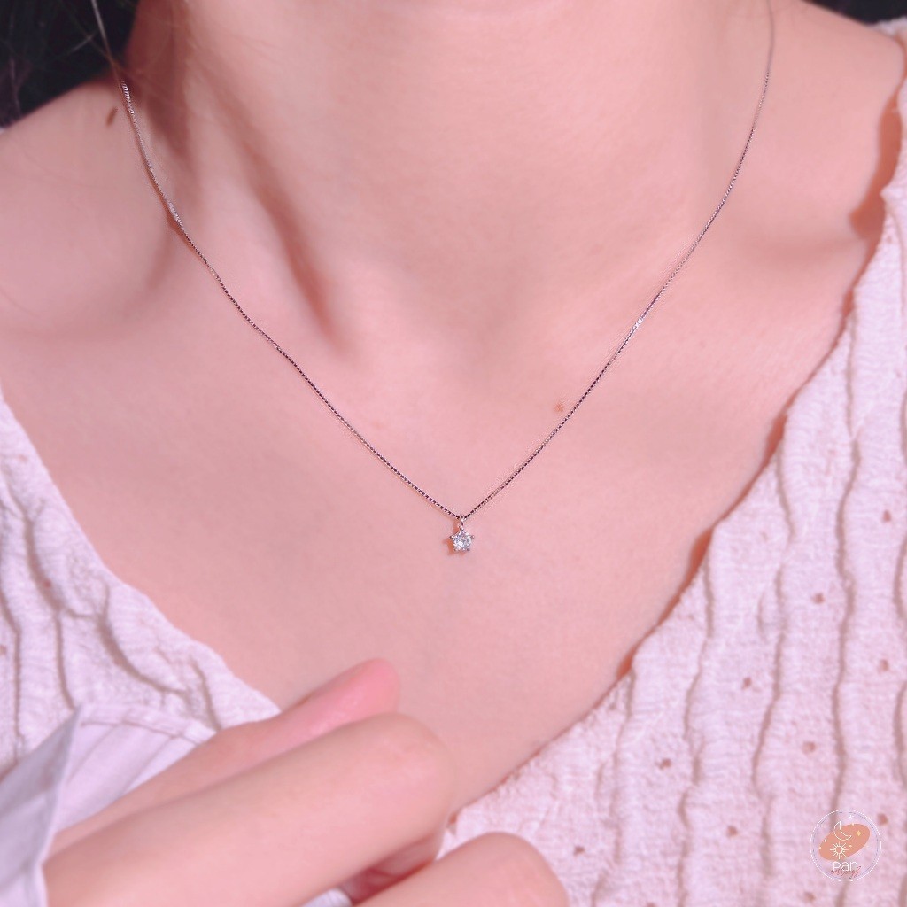 สร้อยคอเงินแท้925 จี้มินิมอลเพชร CZ. 3มม เรียบหรูสไตล์เกาหลี ของขวัญให้แฟน #N0317 PAN earrings