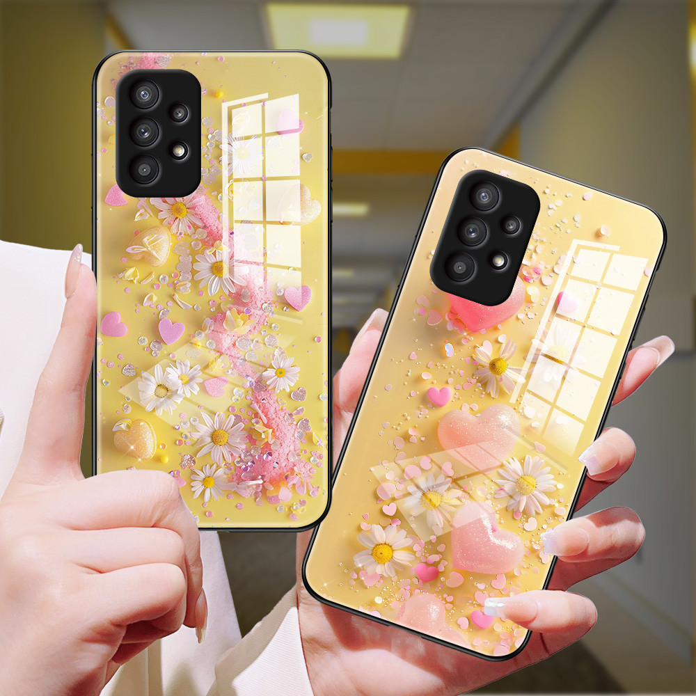 ดอกเบญจมาศ เคส กระจก Samsung a13 a12 a11 a10s a10 a03s a03 a02 s30 ultra s21 s21fe note 10 plus j7 2018 j6 h3f1039