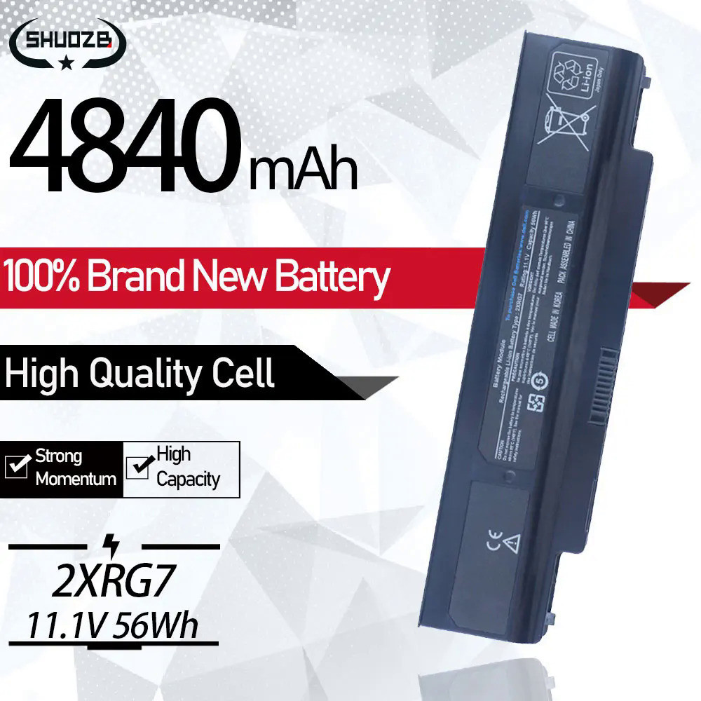 New 2XRG7 D75H4 Laptop Battery For Dell Inspiron 1120 1121 M101 M101Z M101C M102Z P07T001 11.1V 56Wh