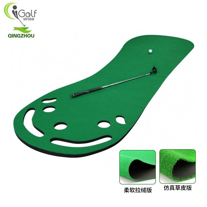 Qingzhou Indoor Golf Big Feet Mini Green พัตเตอร์กอล์ฟผ้าห่มฝึกพัตเตอร์สนามหญ้าปลอม 9P5X