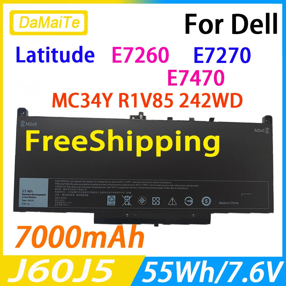 Damaite แบตเตอรี่ J60J5สำหรับ Latitude Dell 7470 7270 R1V85 MC34Y 242WD 1W2Y2 WYWJ2 451-BBSX BBSY 55