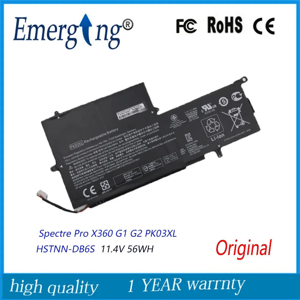 11.4โวลต์56WH ใหม่เดิมแล็ปท็อปแบตเตอรี่ PK03XL สำหรับ HP Spectre Pro X360 Spectre 13 HSTNN-DB6S 6789