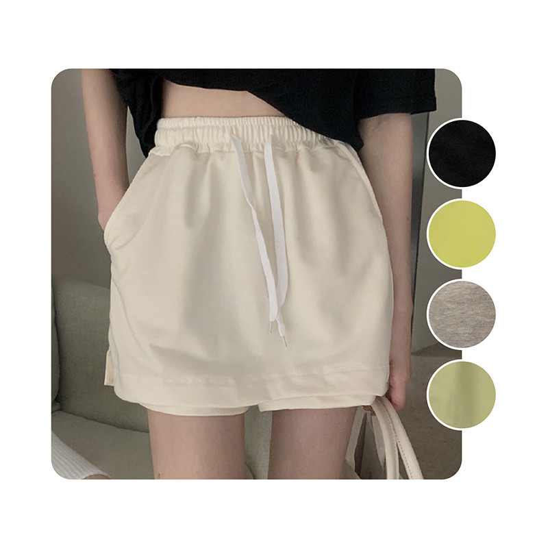 กระโปรง กางเกงขาสั้นเอวสูงทรงสลิม ผ้าคอตตอนหนานิ่ม สีพื้น มีให้เลือก 5 สี XL