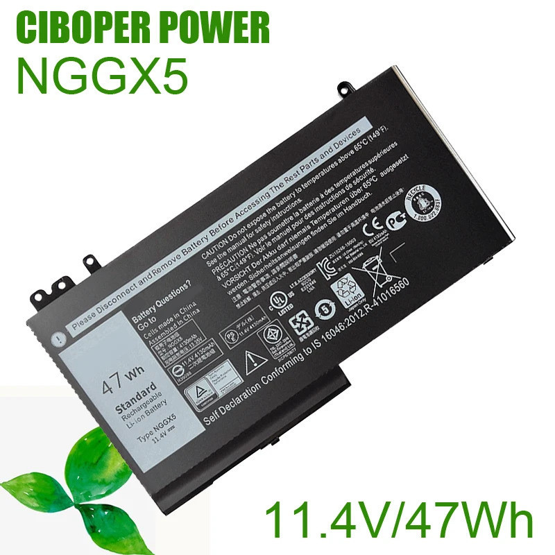 CP แบตเตอรี่แล็ปท็อป NGGX5 11.4V/47WH/4000MAh สำหรับ Latitude E5270 E5470 M3510 0RDRH9 E5550 E5570 S