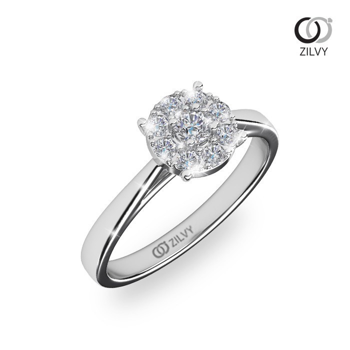 Zilvy - แหวนหญิงเพชรน้ำร้อย 0.21 กะรัต ตัวเรือน White Gold  (GR335)