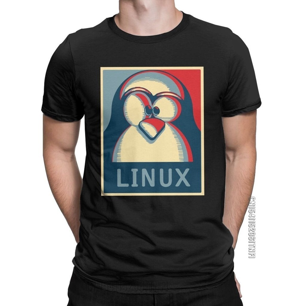 【COD】Linux Tux Penguin Men T Shirts Humorous Tees Classic Short Sleeve Crewneck T-shirt Cotton 2xl 3