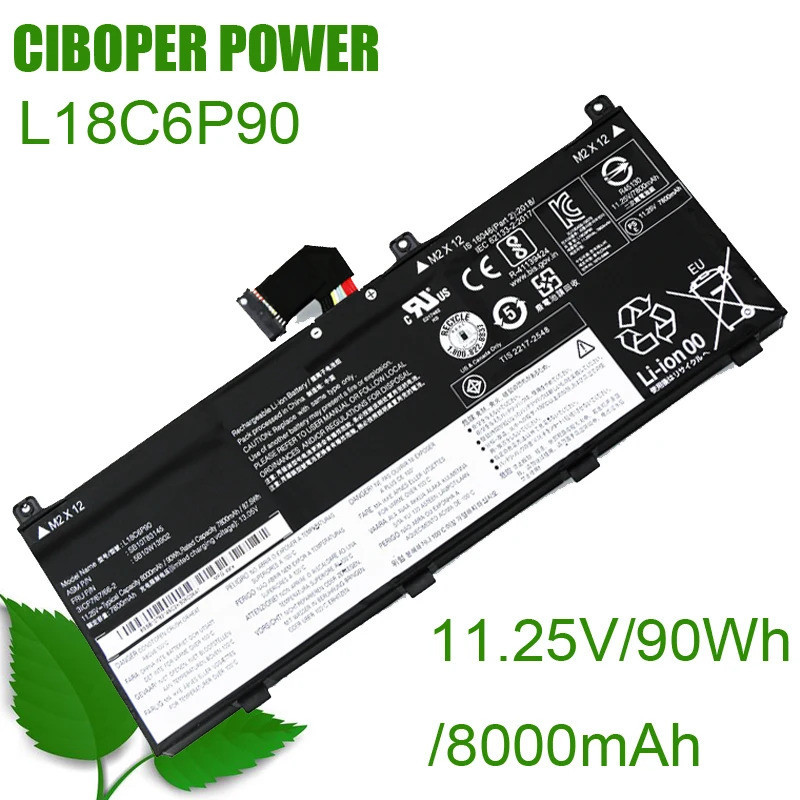 CP แบตเตอรี่แล็ปท็อป L18C6P90 11.25V/90Wh/8000MAh สำหรับ ThinkPad P53 Series L18C6P90 L18M6P90 SB10K