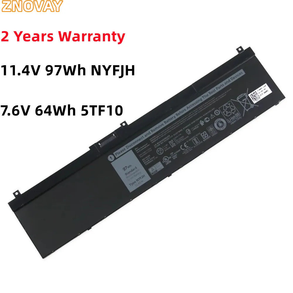 11.4V 97Wh NYFJH แบตเตอรี่แล็ปท็อปสำหรับ Dell Precision 7530 P74F 7730 P34E 7330 Series 0WMRC 7M0T6 