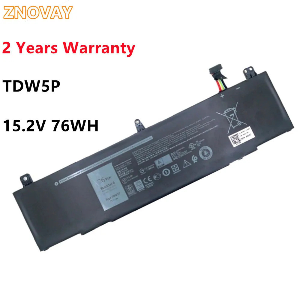 ZNOVAY JFWX7 76Wh 04RRR3 0V9XD7 4RRR3 TDW5P 15.2V สำหรับ DELL Alienware 13 R3 ALW13C-1738 2508 2718 