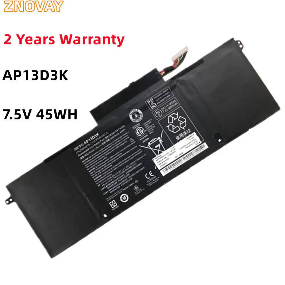 ZNOVAY AP13D3K 1ICP6/60/78-2 1ICP5/60/80-2 7.5V 45WH 6060MAh แบตเตอรี่แล็ปท็อปสำหรับ ACER Aspire S3 