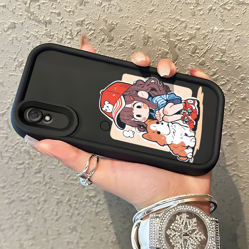 เคสสำหรับ Xiaomi Redmi 9A Redmi 9i Redmi 9T Redmi 9 Power เคสสาวน้อยและลูกสุนัขรูปแบบครอบ