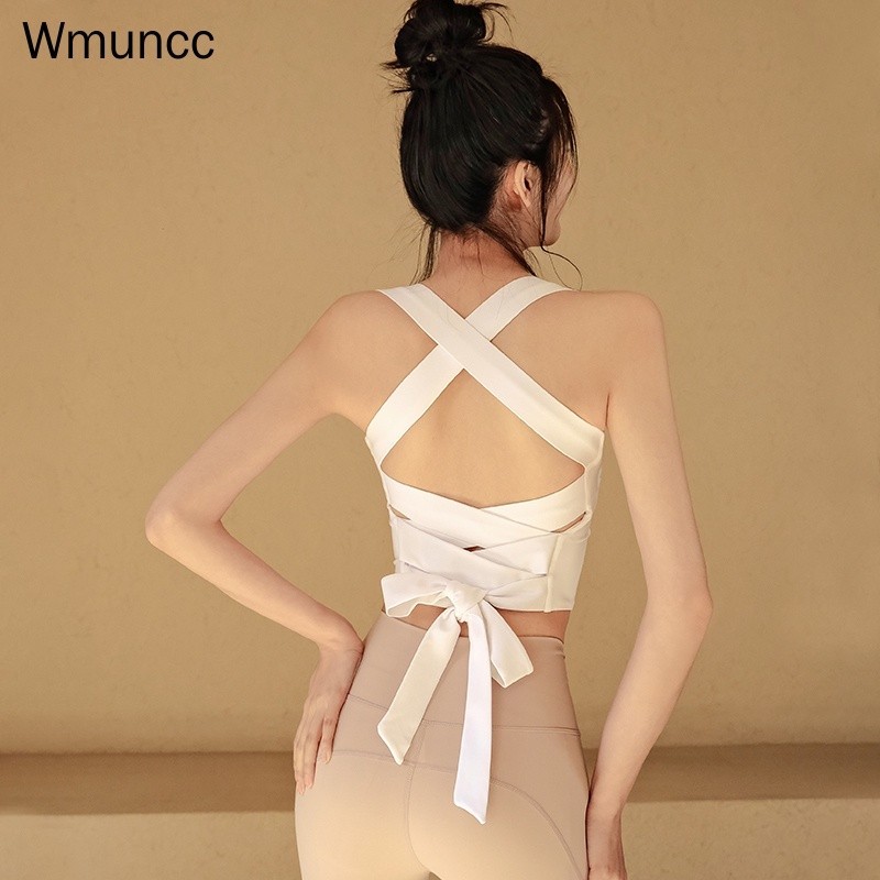 Wmuncc 2024 ชุดชั้นใน สปอร์ตบรา พร้อมแผ่นรองหน้าอก เซ็กซี่ กันกระแทก สําหรับผู้หญิง ใส่เล่นโยคะ ฟิตเนส